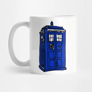 Bad Line Art TARDIS- DR Who Blue Police Box Mug